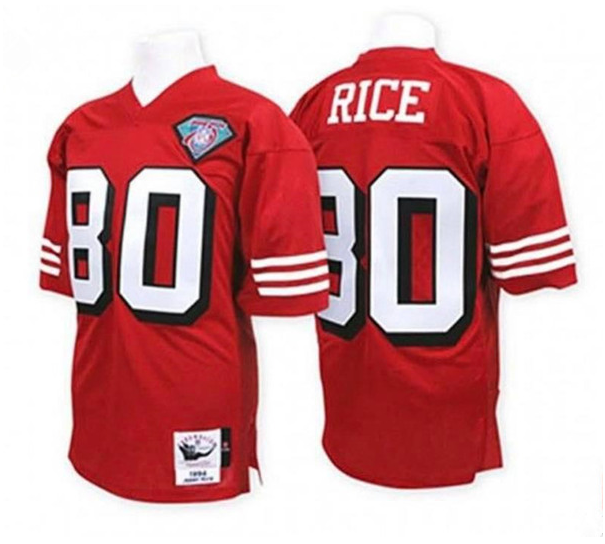 Men's San Francisco 49ers #80 Jerry Rice Red Stitched Throwback NFL Jersey